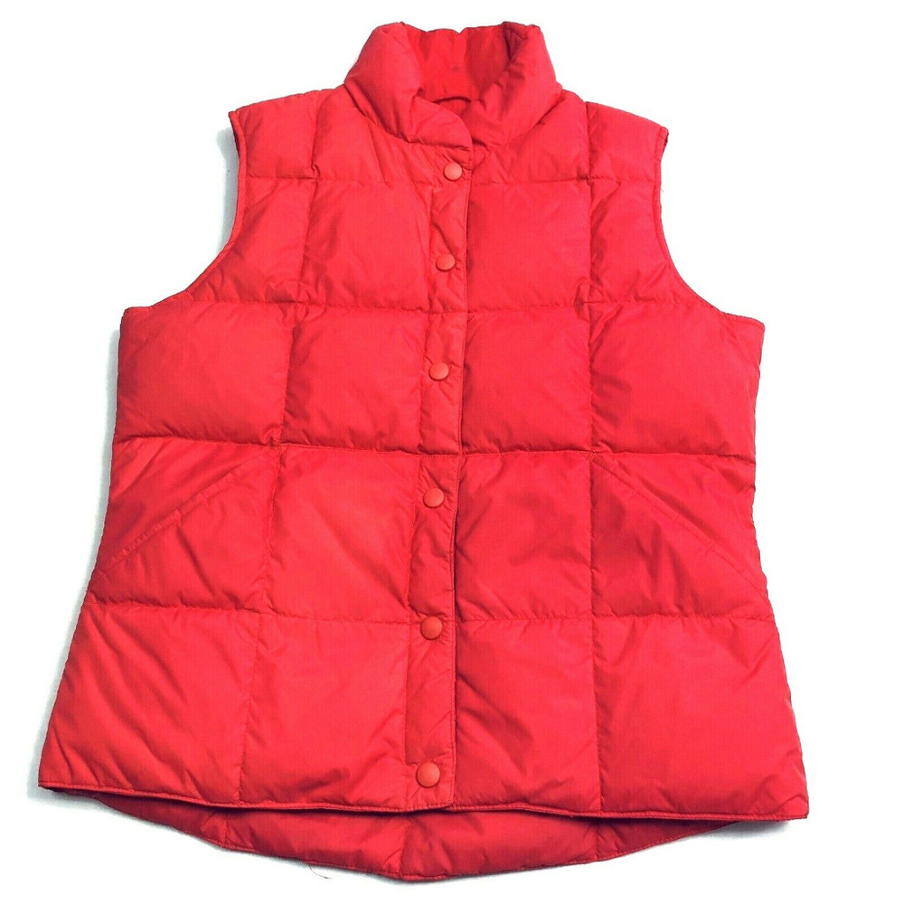 Lands End Quilted Goose Down Puffer Vest Coral XS